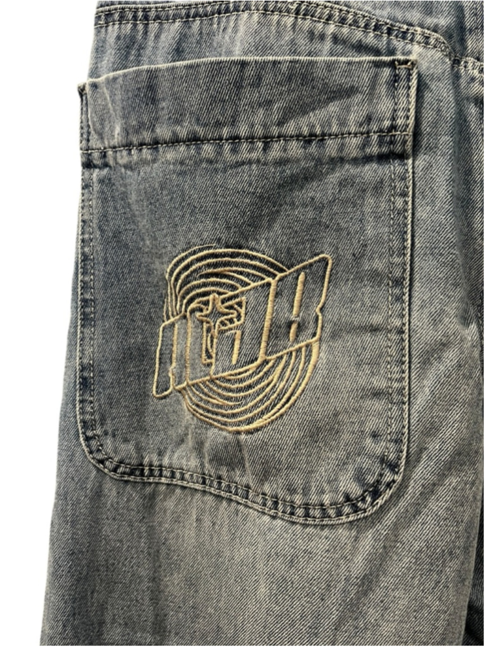 A. LAB Ether Stars Blue Ultra Loose 90's Inspired Embroidered Stars Jeans Size 4 - Picture 11 of 13